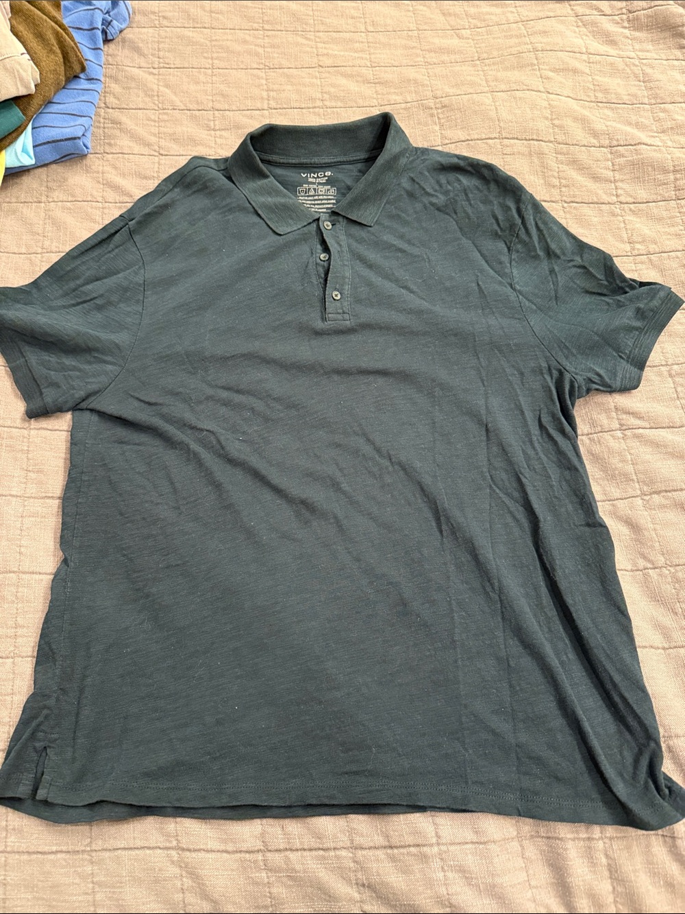 Vince Men's Dark Green Cotton Polo Shirt